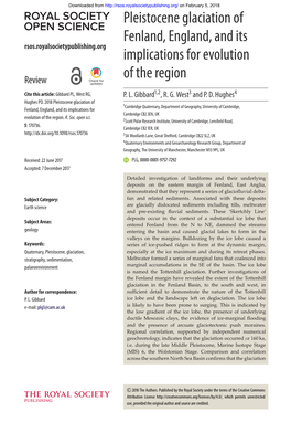 Pleistocene Glaciation of Fenland, England, and Its Implications For