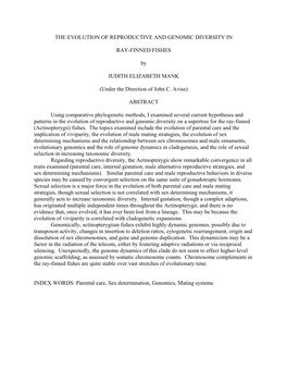 Phylogenetic Impressions of Reproductive and Genomic