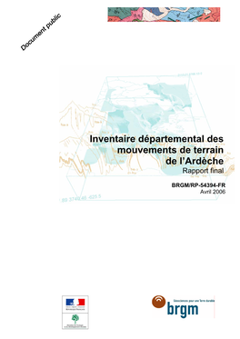 Inventaire Départemental Des Mouvements De Terrain De L'ardèche