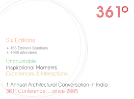 Six Editions + 165 Eminent Speakers + 4000 Attendees Uncountable Inspirational Moments Experiences & Interactions