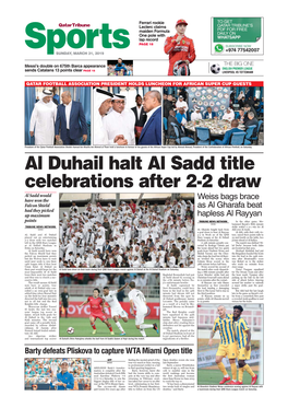 Al Duhail Halt Al Sadd Title Celebrations After 2-2 Draw