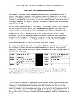 Towle's Guide to Watching Election Returns for 2020