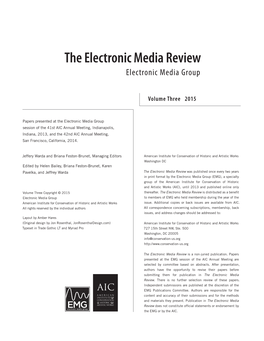 The Electronic Media Review Electronic Media Group