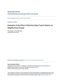 Evaluation of the Effect of Rail Intra-Urban Transit Stations on Neighborhood Change