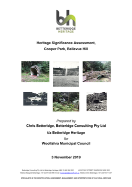 Heritage Significance Assessment, Cooper Park, Bellevue Hill