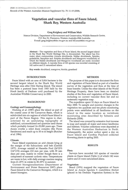 Vegetation and Vascular Flora of Faure Island, Shark Bay, Western Australia Download 1.19 MB