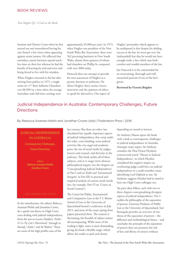 Judicial Independence in Australia: Contemporary Challenges, Future Directions