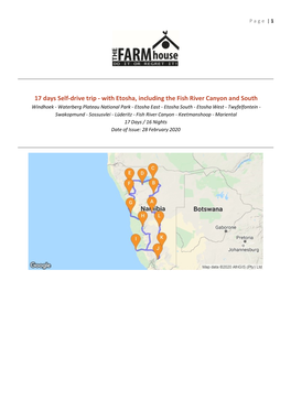With Etosha, Including the Fish River Canyon and South.Docx