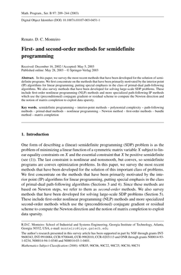 First- and Second-Order Methods for Semidefinite Programming