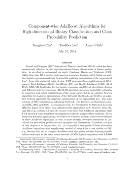 Component-Wise Adaboost Algorithms for High-Dimensional Binary Classification and Class Probability Prediction