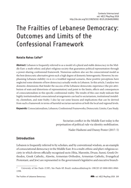 Lebanese Democracy: Outcomes and Limits of the Calfat Confessional Framework