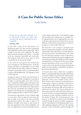 A Case for Public Sector Ethics