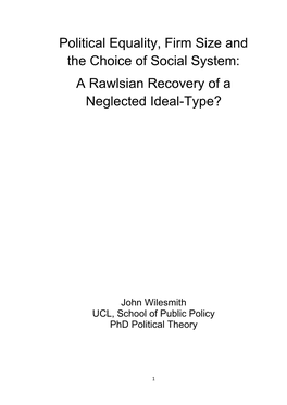 Political Equality, Firm Size and the Choice of Social System: a Rawlsian Recovery of a Neglected Ideal-Type?