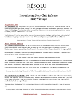 Introducing New Club Release 2017 Vintage