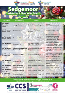 Sedgemoor Christmas & New Year Events 2019/20