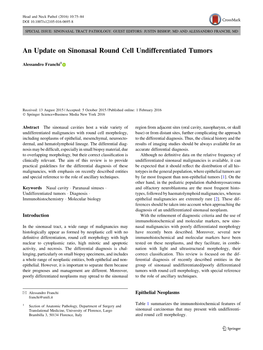 An Update on Sinonasal Round Cell Undifferentiated Tumors