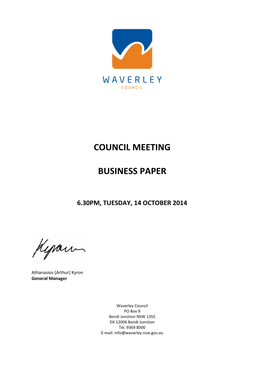 Ordinary Council Meeting – 30 September 2014
