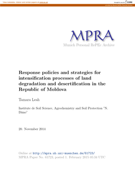 Response Policies and Strategies for Intensification Processes of Land Degradation and Desertification in the Republic of Moldova