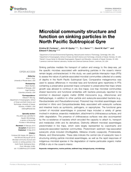 Microbial Community Structure and Function on Sinking Particles in the North Pacific Subtropical Gyre