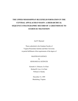 The Upper Mississippian Bluefield Formation in the Central Appalachian Basin: a Hierarchical Sequence Stratigraphic Record of a Greenhouse to Icehouse Transition