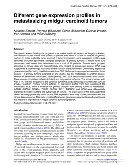 Different Gene Expression Profiles in Metastasizing Midgut Carcinoid