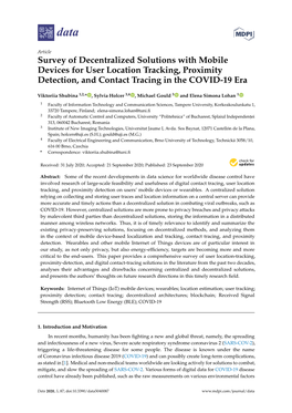 Survey of Decentralized Solutions with Mobile Devices for User Location Tracking, Proximity Detection, and Contact Tracing in the COVID-19 Era