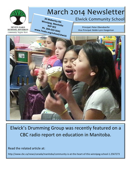 March 2014 Newsletter Elwick Community School