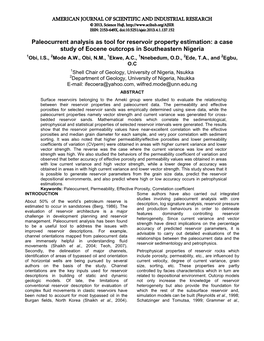 Paleocurrent Analysis As Tool for Reservoir Property Estimation