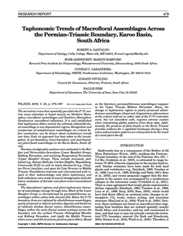 Taphonomic Trends of Macrofloral Assemblages Across the Permian-Triassic Boundary, Karoo Basin, South Africa