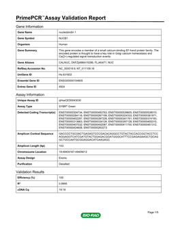 Primepcr™Assay Validation Report