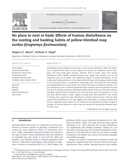 Effects of Human Disturbance on the Nesting and Basking Habits of Yellow-Blotched Map Turtles (Graptemys ﬂavimaculata)