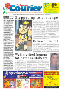 Te Awamutu Courier, Tuesday, June 7, 2005 Sports’ Mates Pack in Behind Mr Eight