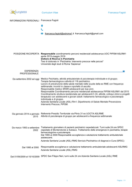 Curriculum Vitae Francesca Fagioli