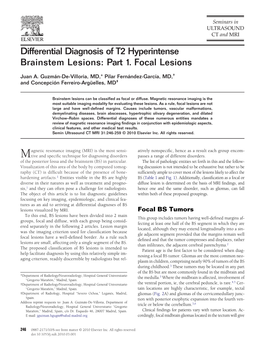 Differential Diagnosis of T2 Hyperintense Brainstem Lesions: Part 1