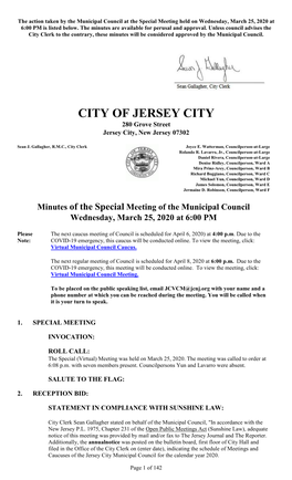 Regular Meeting of Municipal Council