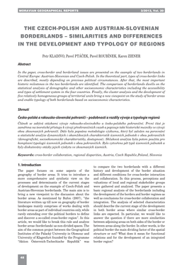 The Czech-Polish and Austrian-Slovenian Borderlands – Similarities and Differences in the Development and Typology of Regions