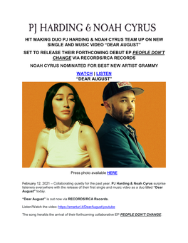 Hit Making Duo Pj Harding & Noah Cyrus Team up on New