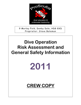 Dive Operation Risk Assessment and General Safety Information