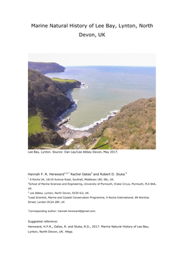 Marine Natural History of Lee Bay, Lynton, North Devon, UK