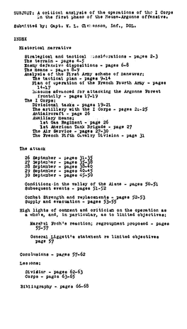 SUBJKOT; a Critical Analysis of the Operations of the X Corps in the First