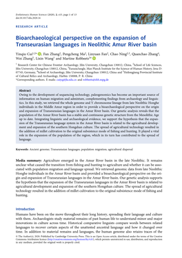 Bioarchaeological Perspective on the Expansion of Transeurasian Languages in Neolithic Amur River Basin