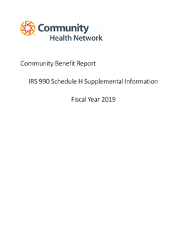 Community Benefit Report IRS 990 Schedule H Supplemental
