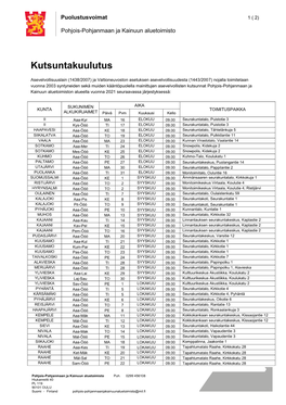 Pohjois-Pohjanmaan Ja Kainuun Aluetoimiston Kutsuntakuulutus