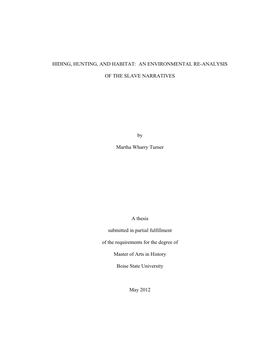 An Environmental Re-Analysis of the Slave Narratives