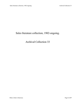 Sales Literature Collection, 1902-Ongoing