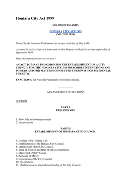 Honiara City Act 1999