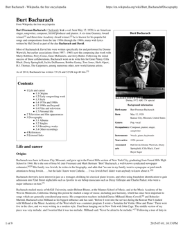 Burt Bacharach - Wikipedia, the Free Encyclopedia