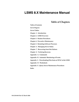 LSMS 8.X Maintenance Manual