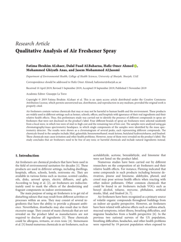 Research Article Qualitative Analysis of Air Freshener Spray