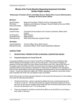 Minutes of the Tourist Attraction Signposting Assessment Committee Northern Region Meeting